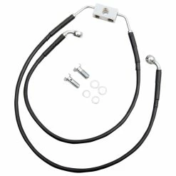 Drag Specialties +8" Extended Black Vinyl-Coated Front Brake Line Kit For ABS