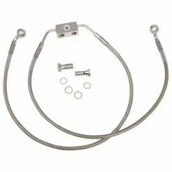 Drag Specialties +12" Extended Clear-Coated Stainless Steel Front Brake Line Kit For ABS