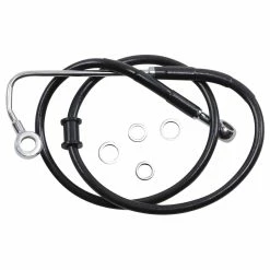 Drag Specialties +4" Extended Black Vinyl-Coated Front Brake Line Kit With ABS