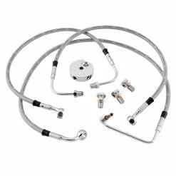 Twin Power Front Stainless Steel Braided Brake Line Kit +6"